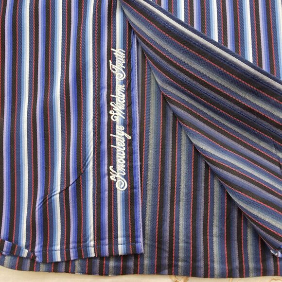 Men's Robert Graham 2XL Striped Purple/Black‎ Front Long Sleeve Flip Cuff $188 - Picture 4 of 13